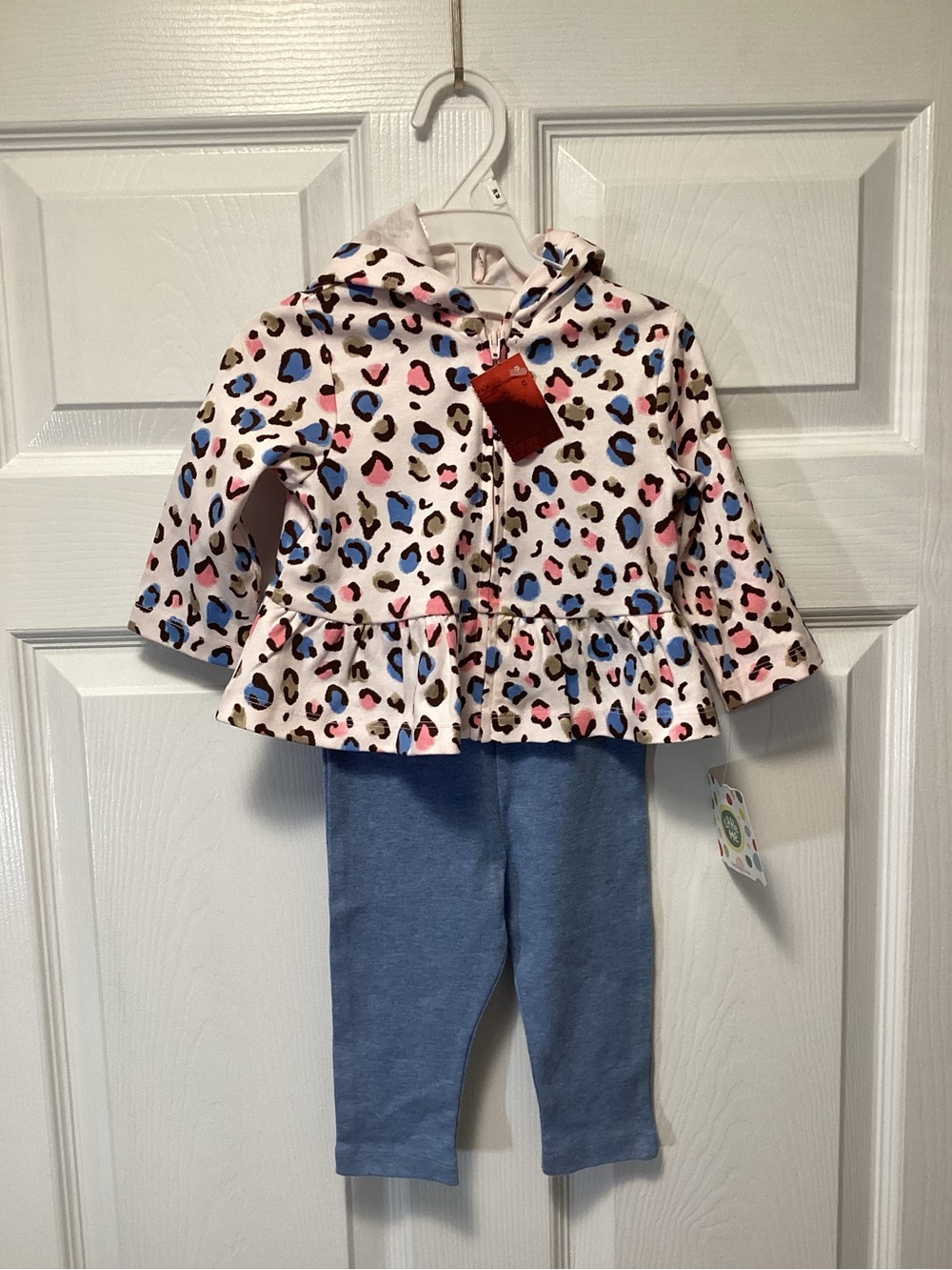 Little Girls Two-Piece Hooded Leopard Cotton Set, by Little Me, Sz 9 months, NWT
